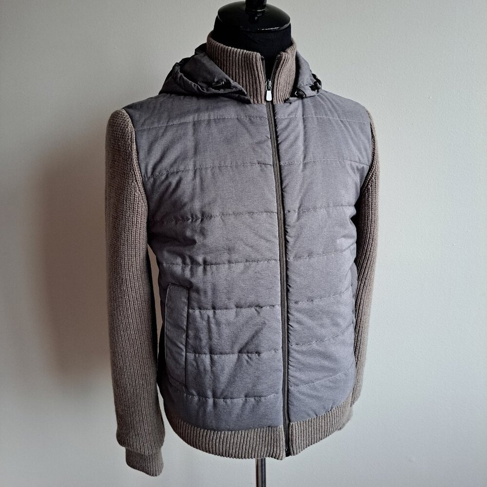 NEW Luigi Bianchi Mantova Gray Quilted Padded Jacket with Tricot Sleeves 56R